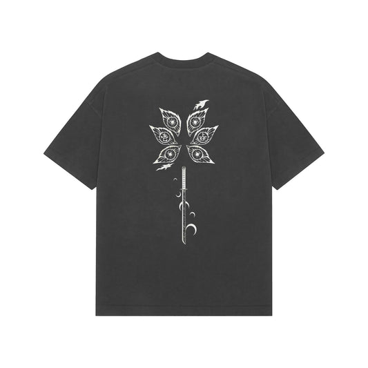 The Jealous Tsugikuni [DEMON SLAYER] oversized Tee Beige/Black - RadArc